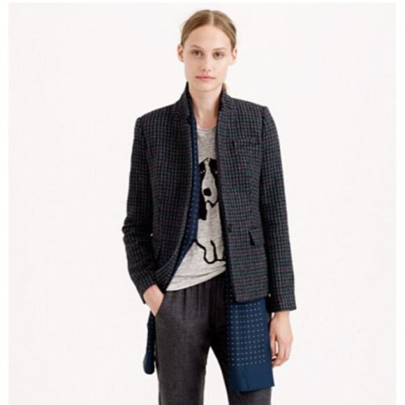 J. Crew | Regent Blazer Houndstooth Olive Amber Multi B0684 Sz 4 - Picture 1 of 10